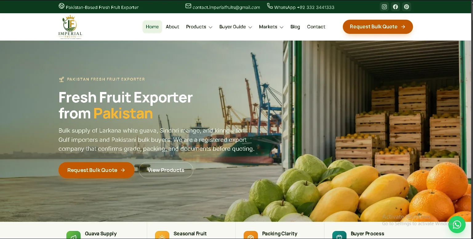 Screen Shot of Imperial-fruits.com homepage