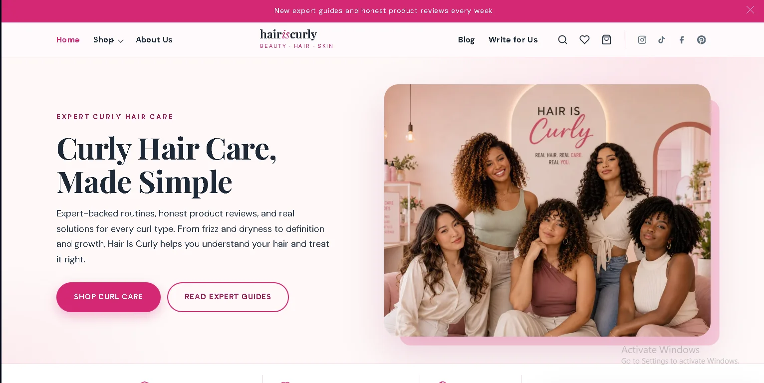 Screen Shot of hairiscurly.com homepage